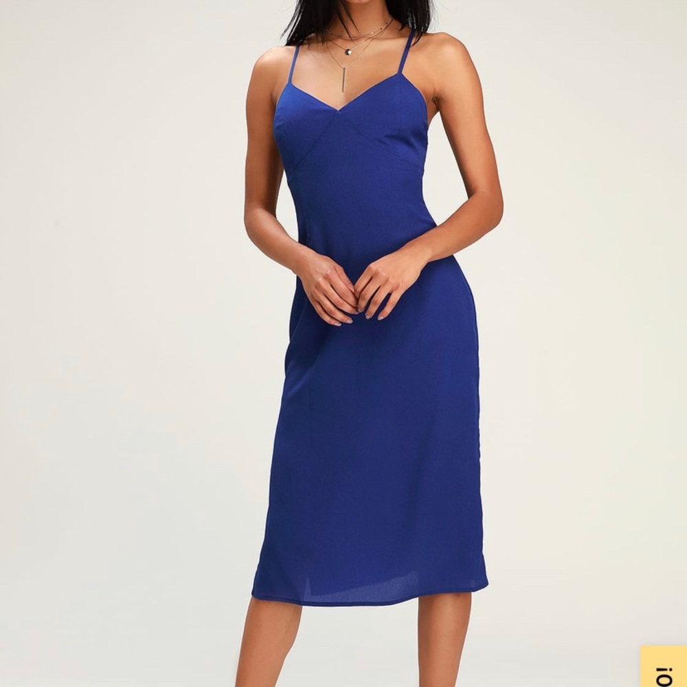 Lulu’s Royal Blue Midi Dress NWT